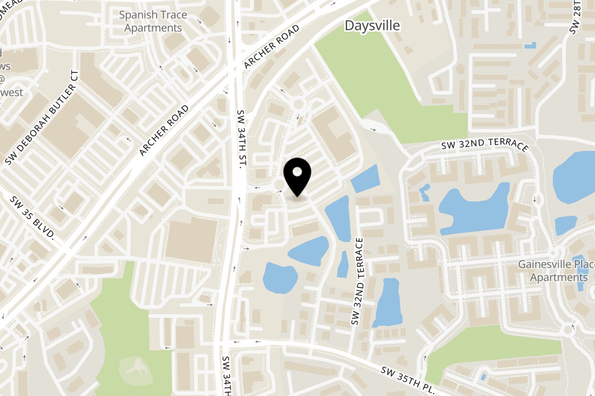 Map showing the location of Da Vinci Pizza and Pasta on 3275 SW 34th St in Gainesville